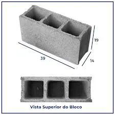 Bloco Vedação 14x19x39cm só R$1,69a unidade 
