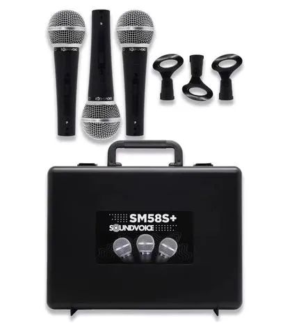 Kit com 3 microfones Soundvoice SM58S+