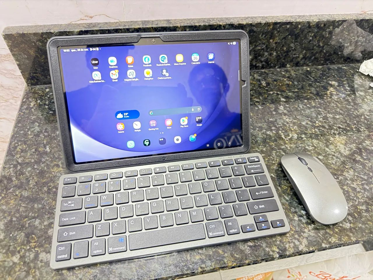 Tablet Samsung a9+ com capa case magnética +teclado e mouse 