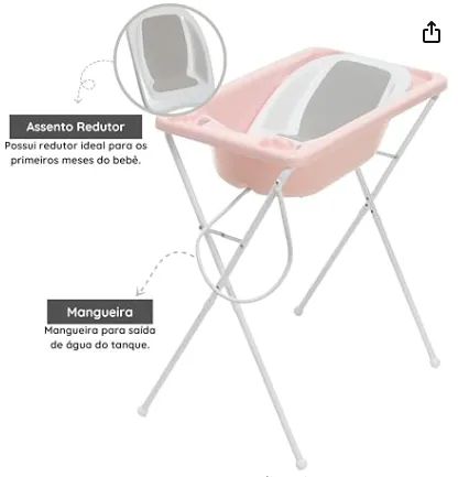 Banheira Bebê Plastica Acqua Trio Rosa Perola - Nunca usada - Foto 5