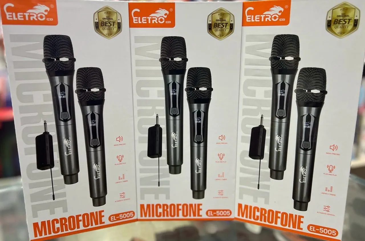 Microfone Sem Fio Duplo Recarregável