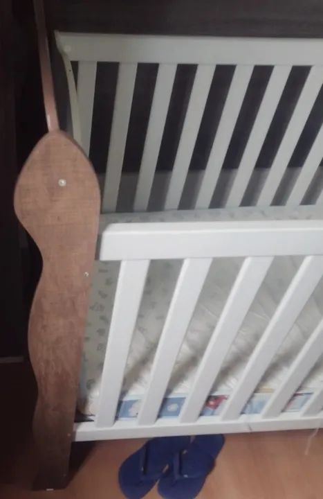 Berço Americano Branco com Amadeirado - Foto 2