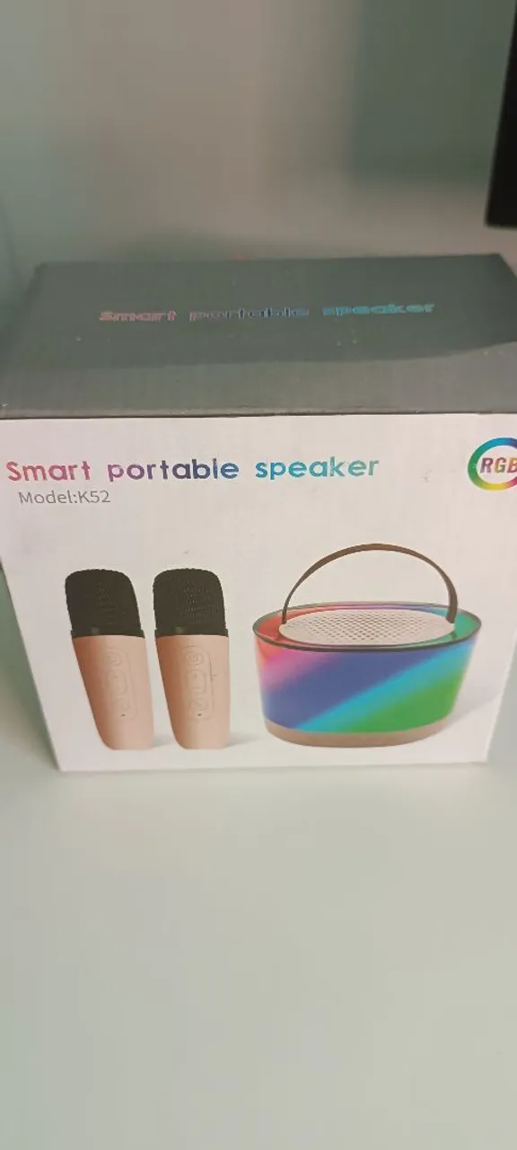 Promoção ?Caixinha de Som karaokê Portátil  com Microfone - RGB - K52