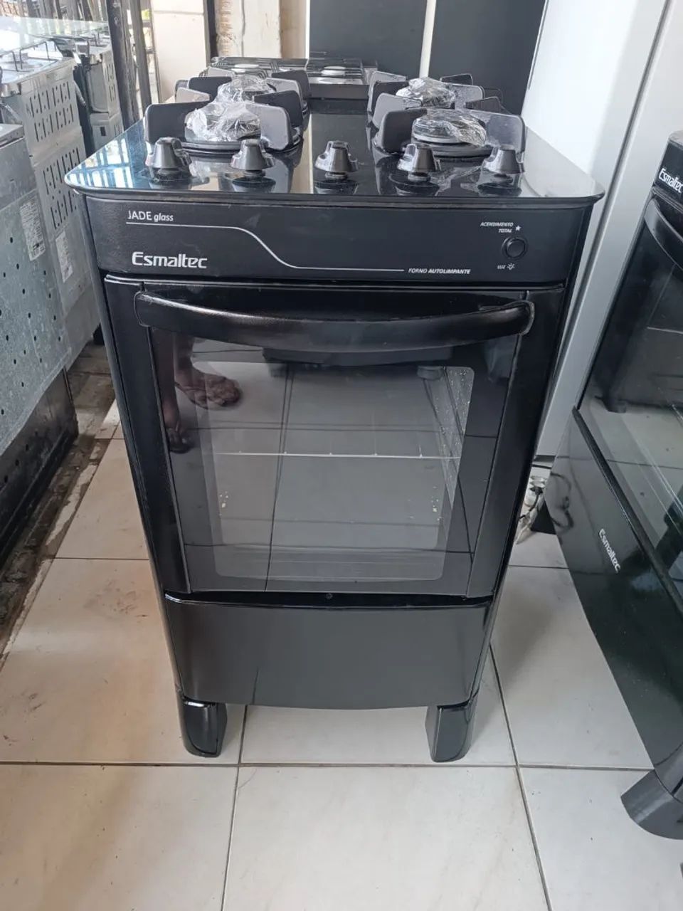 Fogão Esmaltec 4 bocas manual mesa de vidro top!