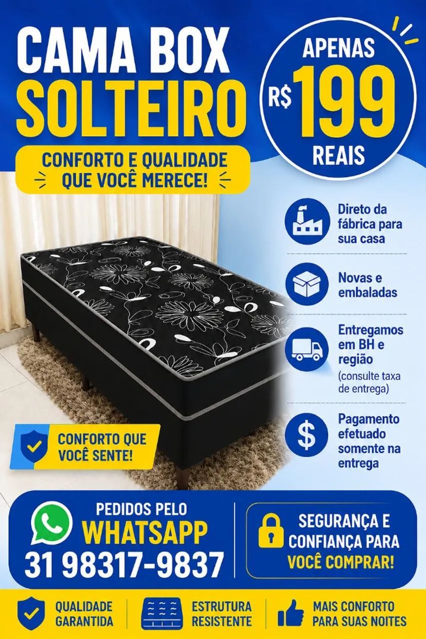 CAMA BOX DE SOLTEIRO 