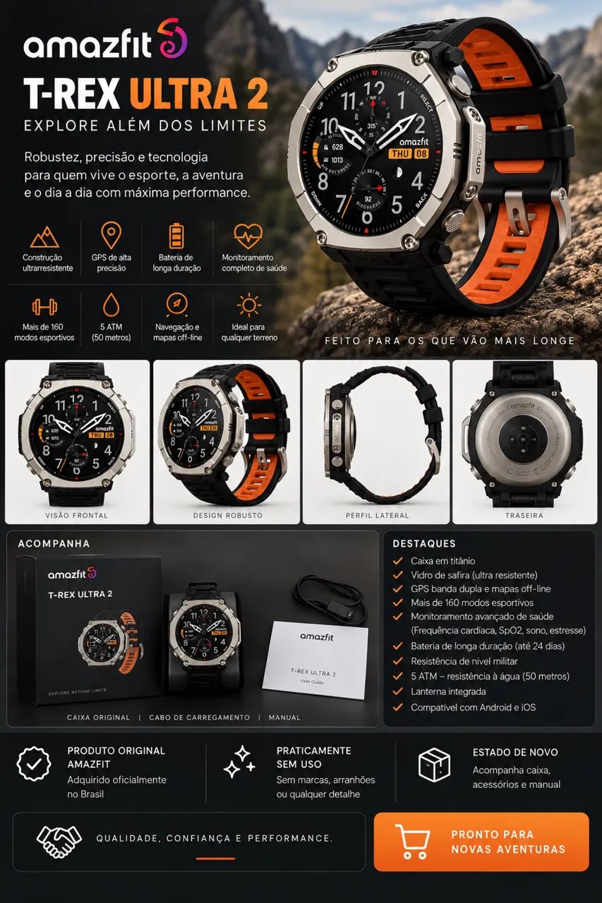 AMAZFIT T-REX ULTRA 2 ? ESTADO DE ZERO - Foto 4