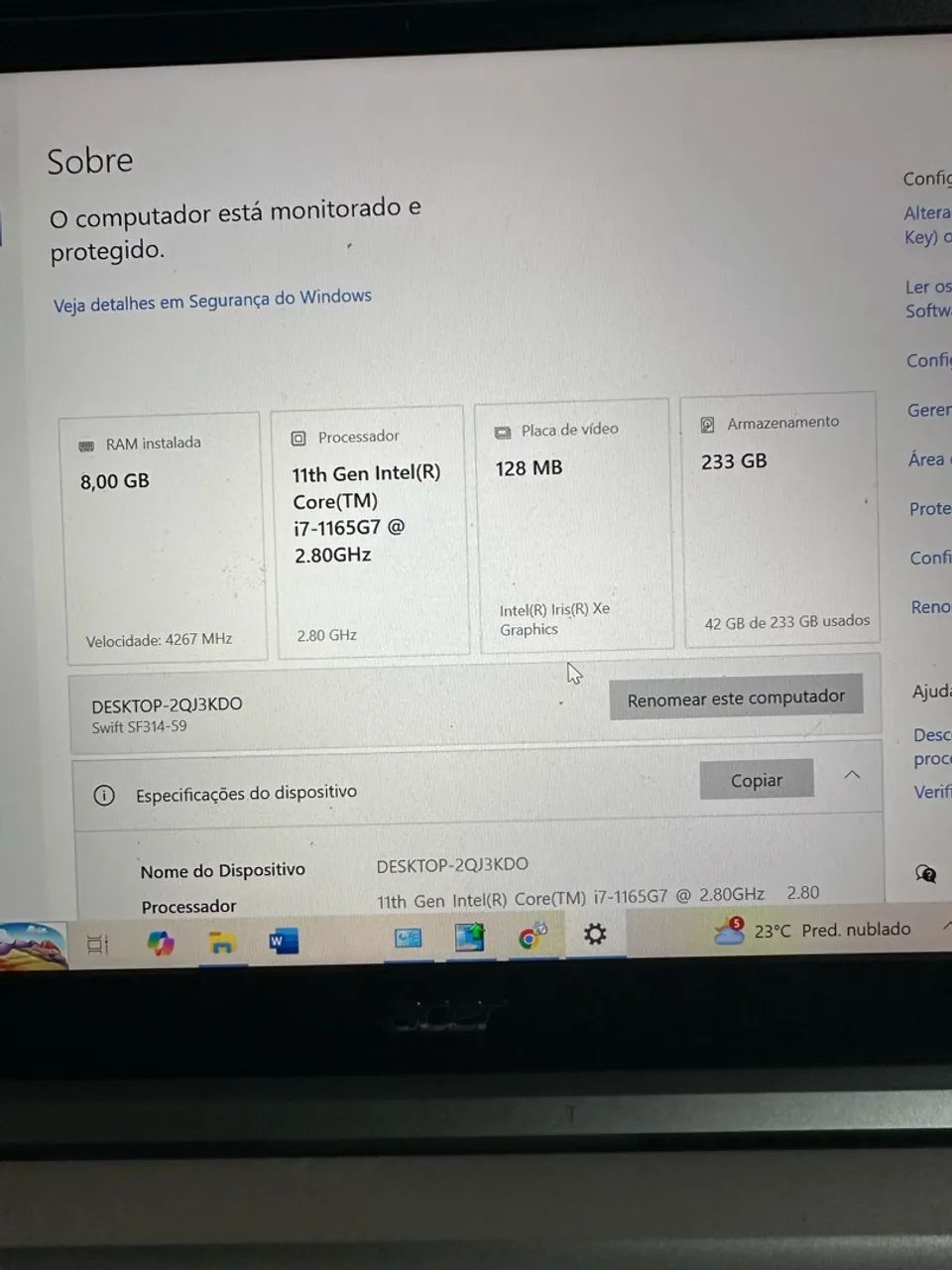 Notebook Acer Swift i7 11th - Foto 4