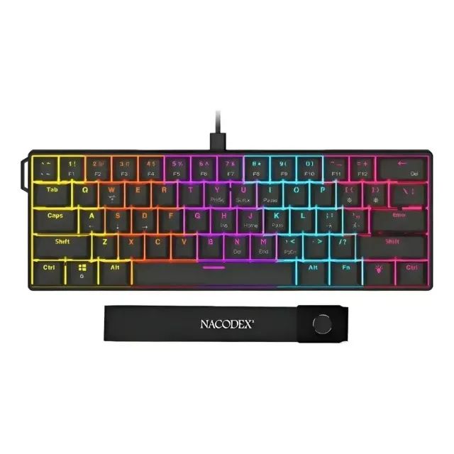 Teclado Mecânico AJAZZ NK61 Preto, Hot Swappable, Switch Red RGB