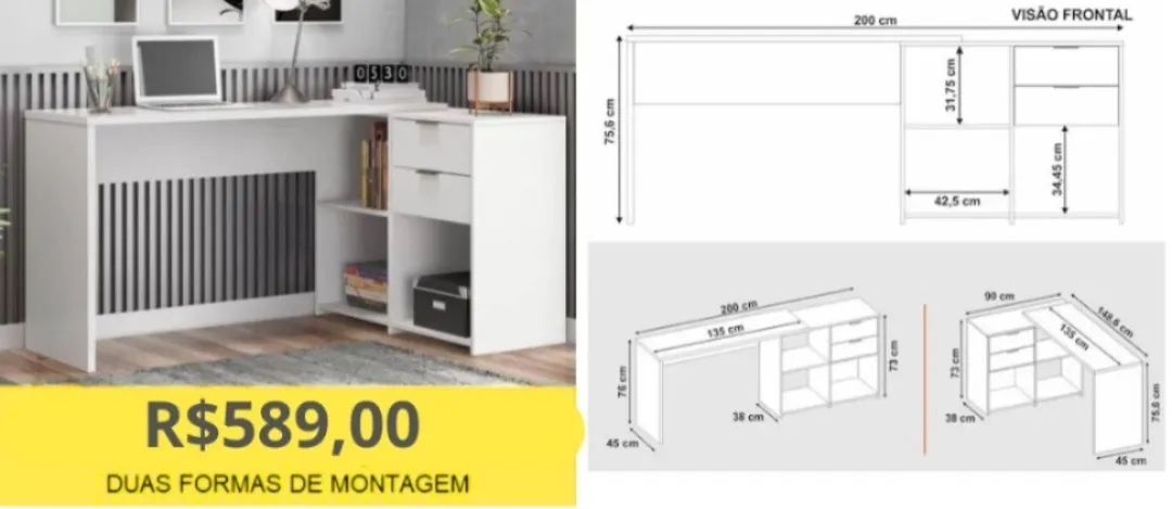 ESCROVANINHA EM L A PRONTA-ENTREGA  - Foto 4