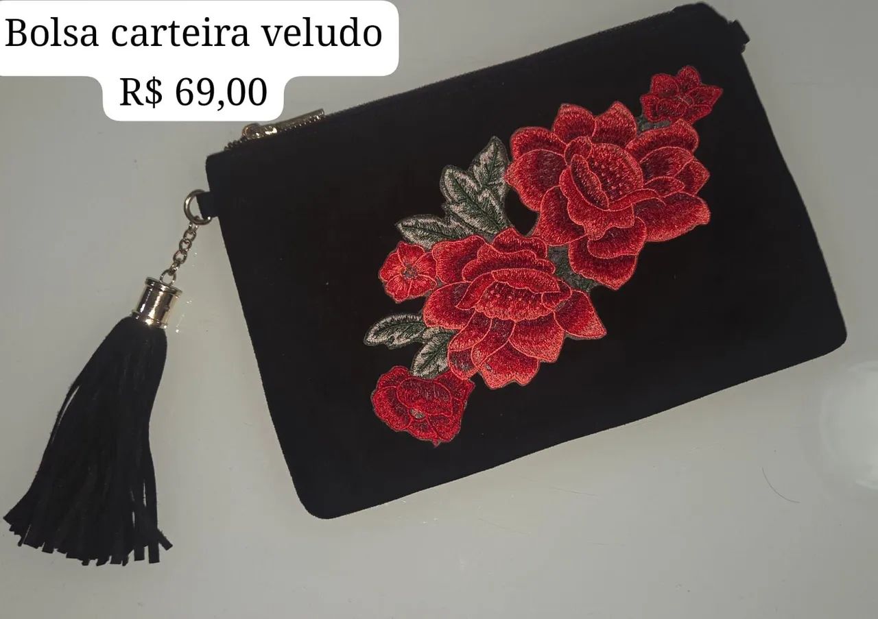 Bolsa carteira veludo - Foto 2
