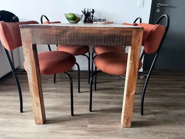 Mesa de jantar retangular madeira maciça descascada - Foto 4