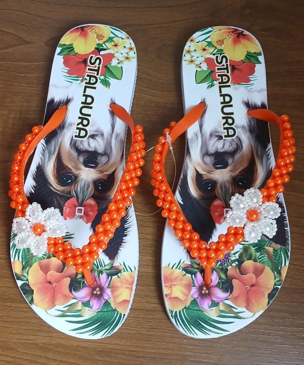 Chinelo Feminino Bordado Decorado com Pérolas  - Foto 2