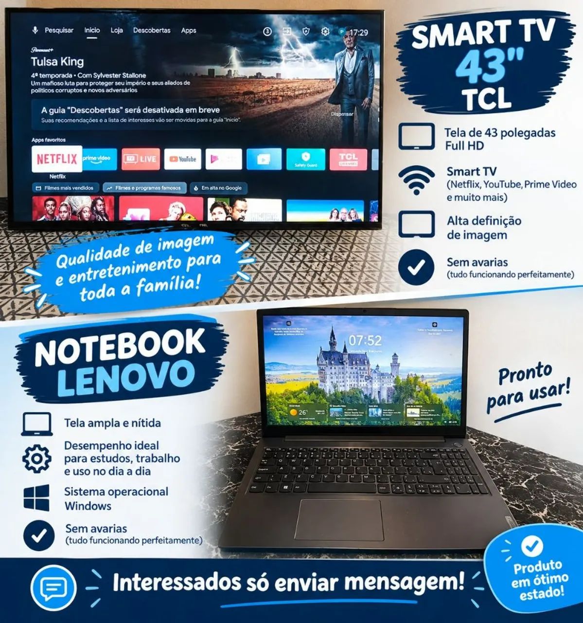 Vende - de Tv e Notebook 