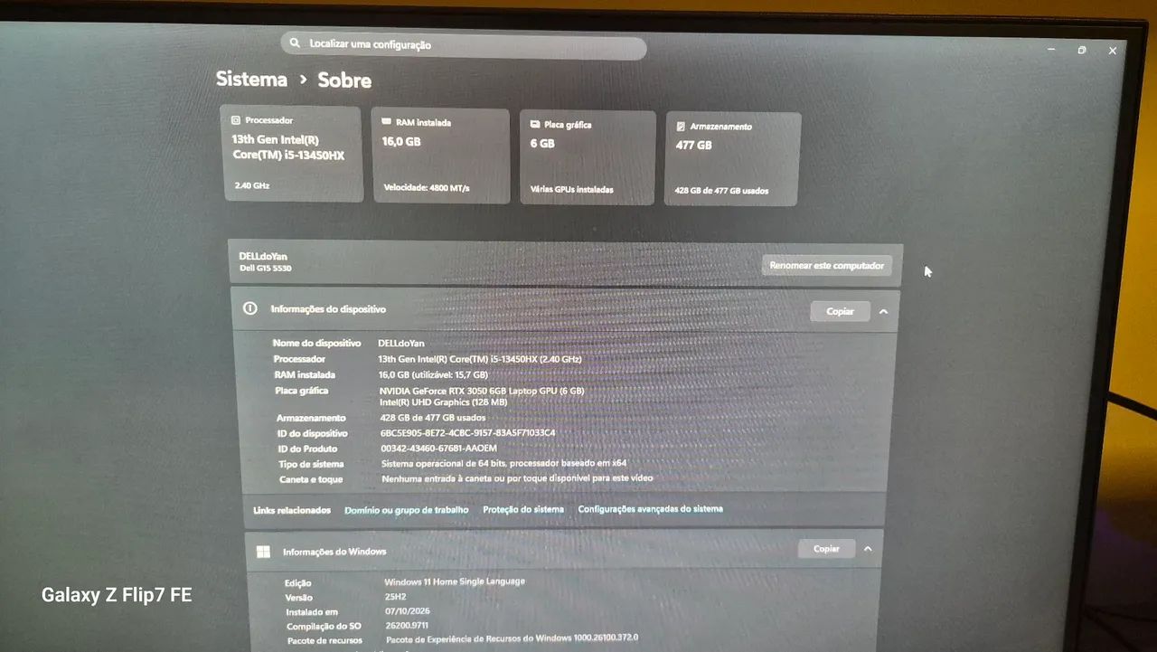 Notebook gamer dell g15