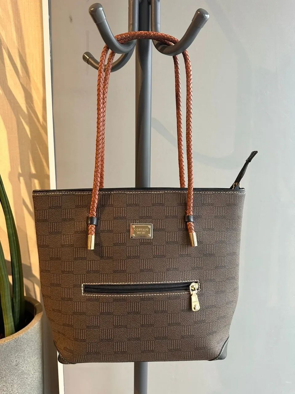 bolsa de couro corello, marrom, novíssima - Foto 4