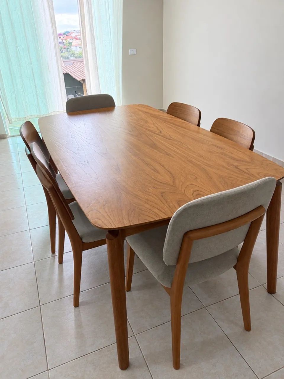 Mesa Moda Laminado (180x100x75) com 6 cadeiras tecido  - Foto 2