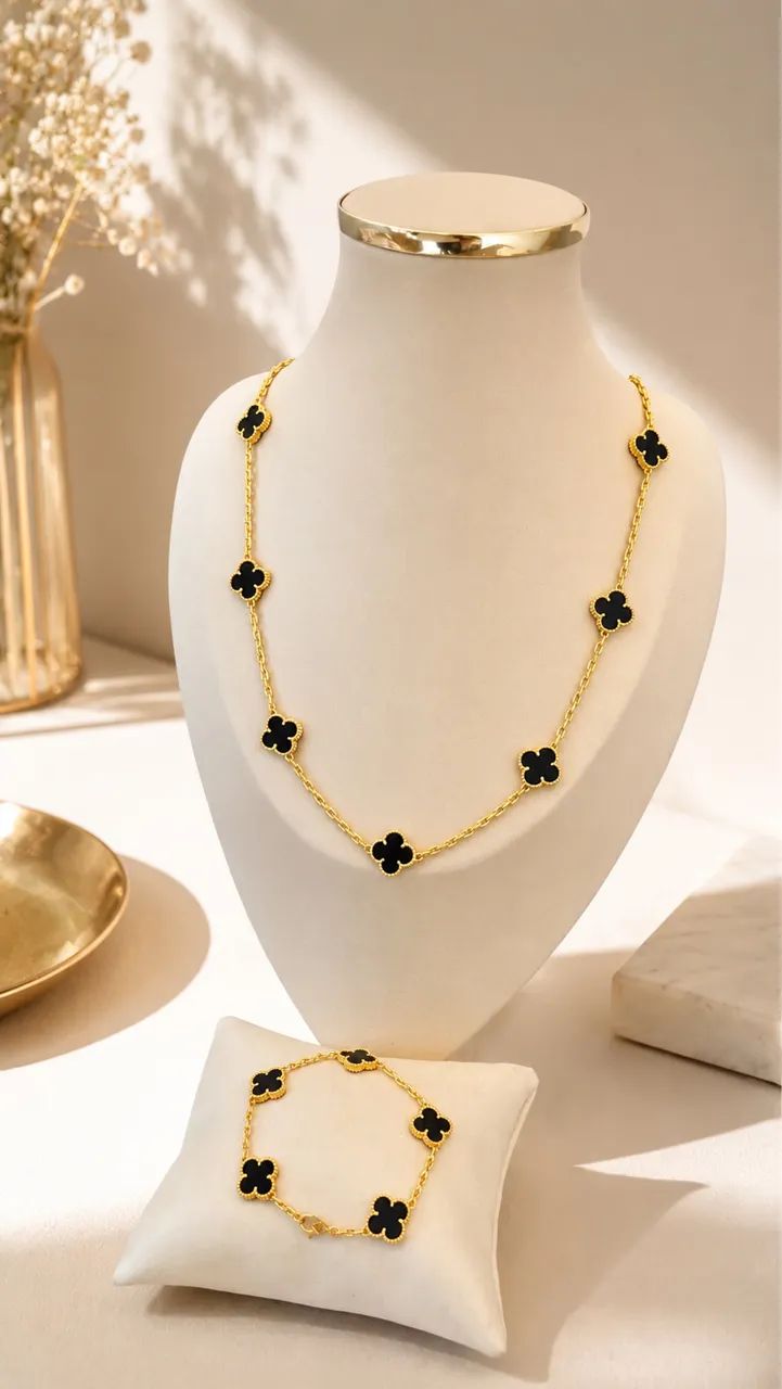 Conjunto de ouro van cleef , cordão e pulseira ( aceito troca em outra joia)