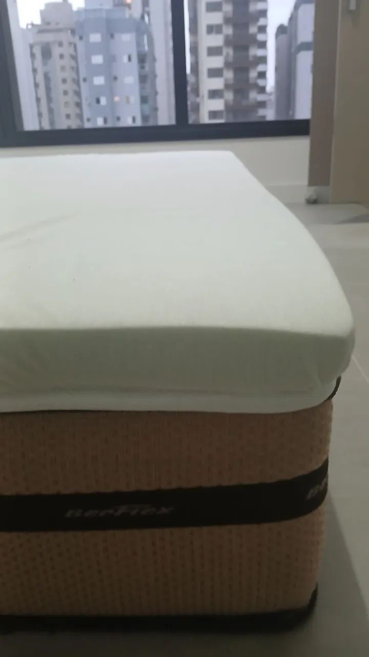 Kit Queen 3 peças - Colchão BerFlex + Pillow Top Visco + Cabeceira Estofada - Foto 4