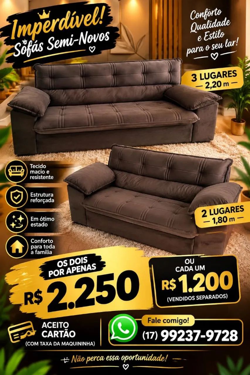 SOFÁ 2 + 3 LUGARES ALTO PADRÃO | PRATICAMENTE NOVO | OPORTUNIDADE! - Foto 3