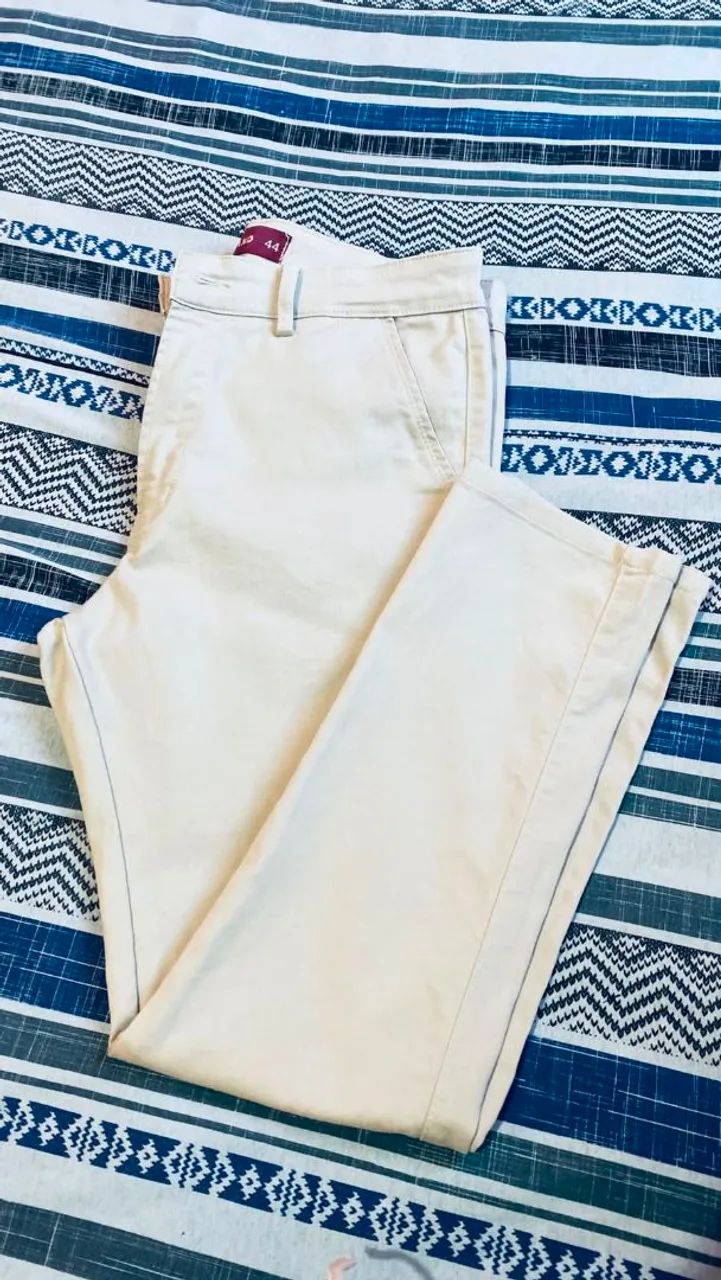 Calça tamanho 44 bege D'armand  - Foto 2
