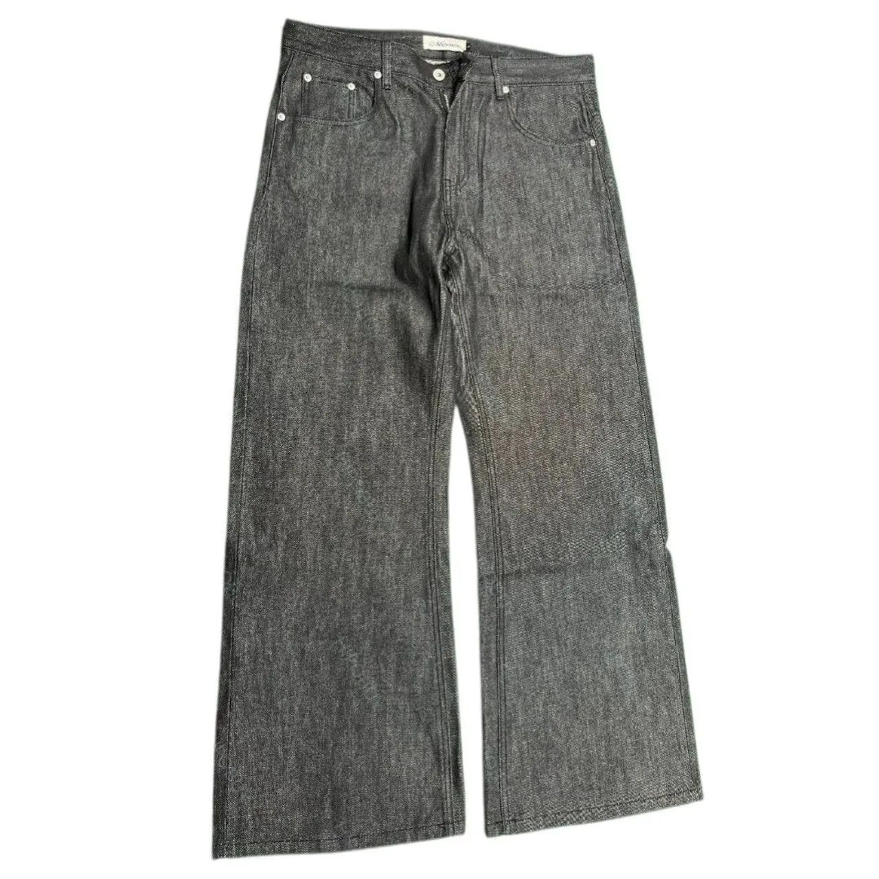 Menes raw denim japonês loose bootcut sob encomenda 