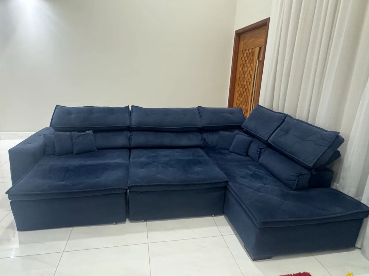 Sofá retrátil 8 lugares Azul - Foto 4