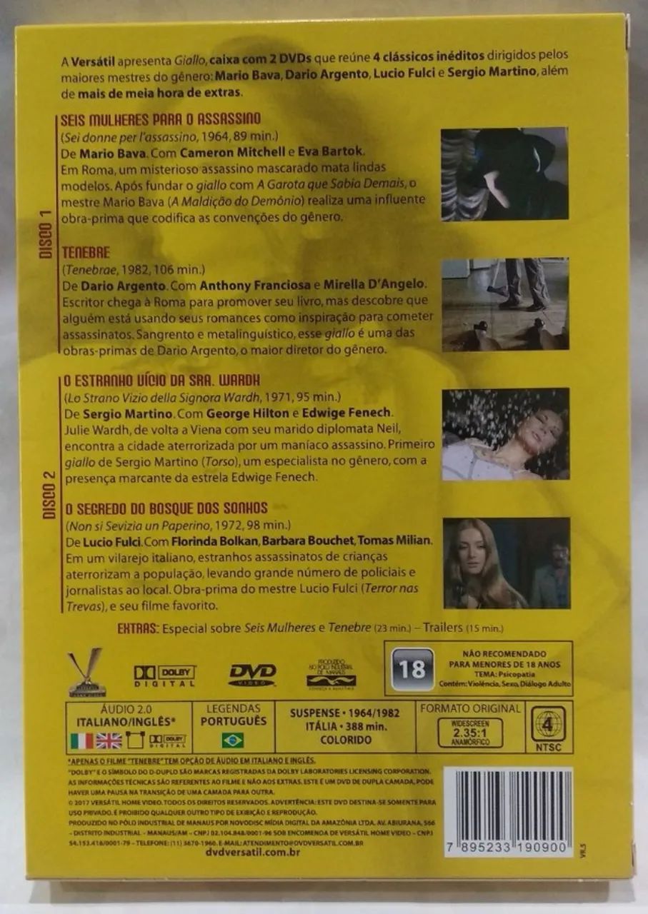 dvd giallo vol 1 versatil 4 clássicos - Foto 2