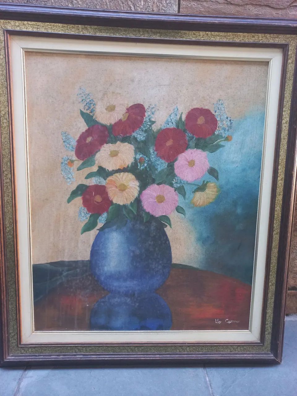 Quadro antigo moldura madeira 66x75 