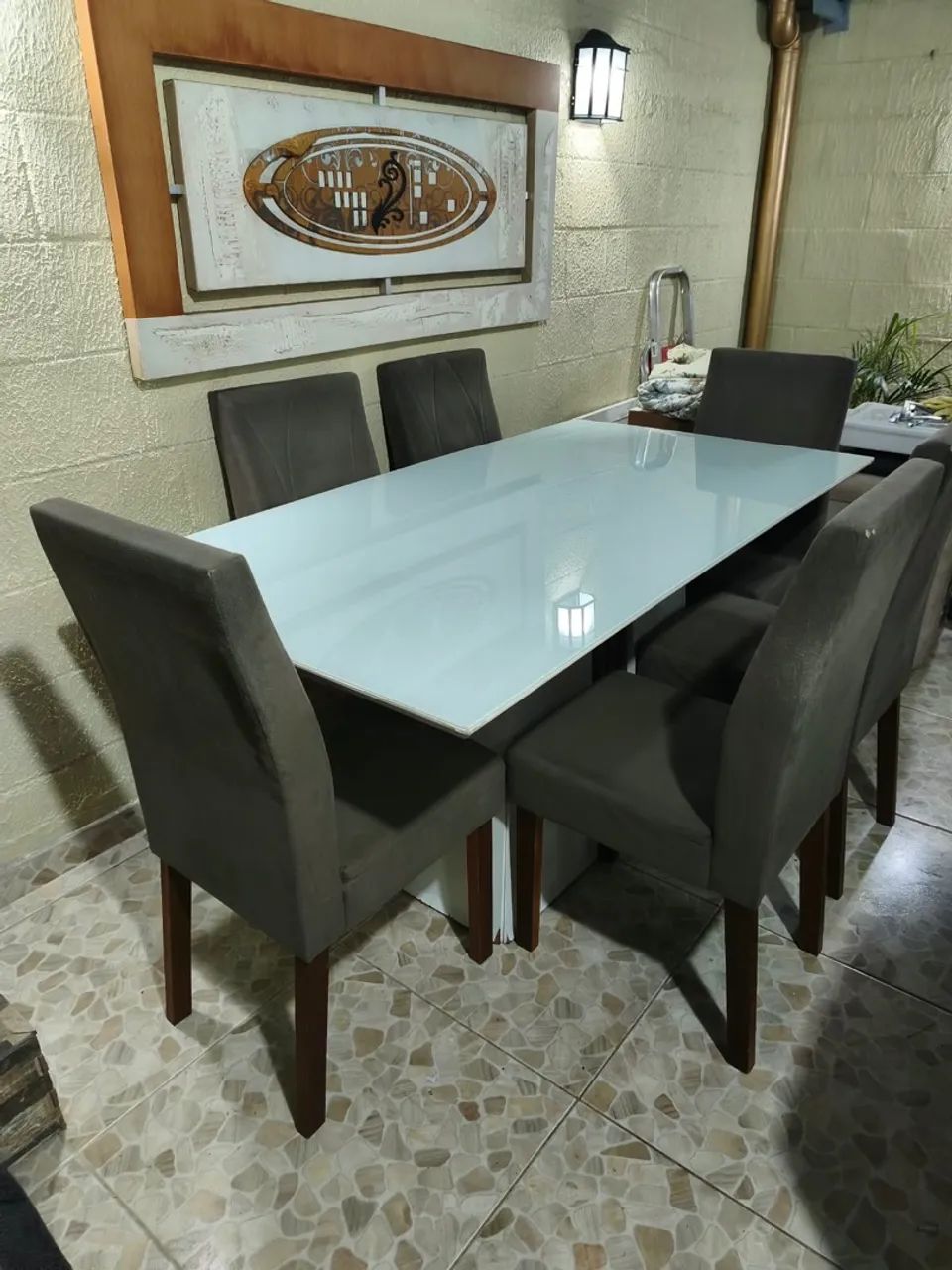 MESA 6 LUGARES DE VIDRO - Foto 2