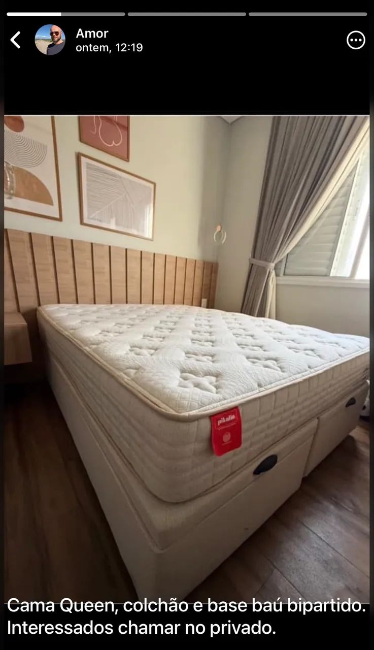 Cama queen Box bipartido + Colchão (Novos)  - Foto 3
