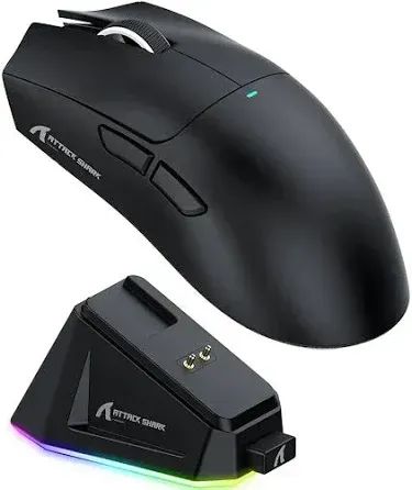 Mouse Gamer Sem Fio Attack Shark X11 Tri-Mode - Bluetooth, 2.4G e Cabo, com Base de Carreg