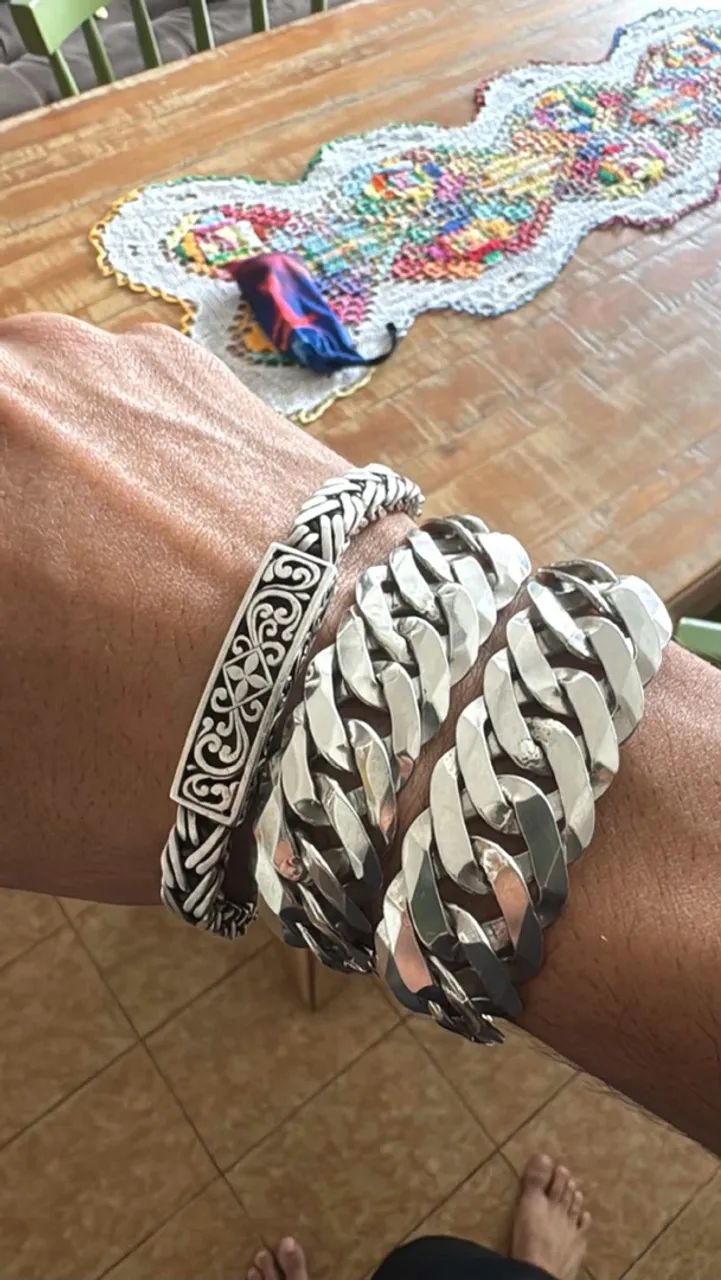 Pulseira de prata grossa 20mm  - Foto 3