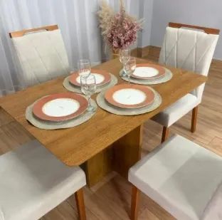 Mesa Salinas 1,20 Com 4 Cadeiras Moderna Sala De Jantar (VALOR NÃO INCLUI MONTAGEM) - Foto 4