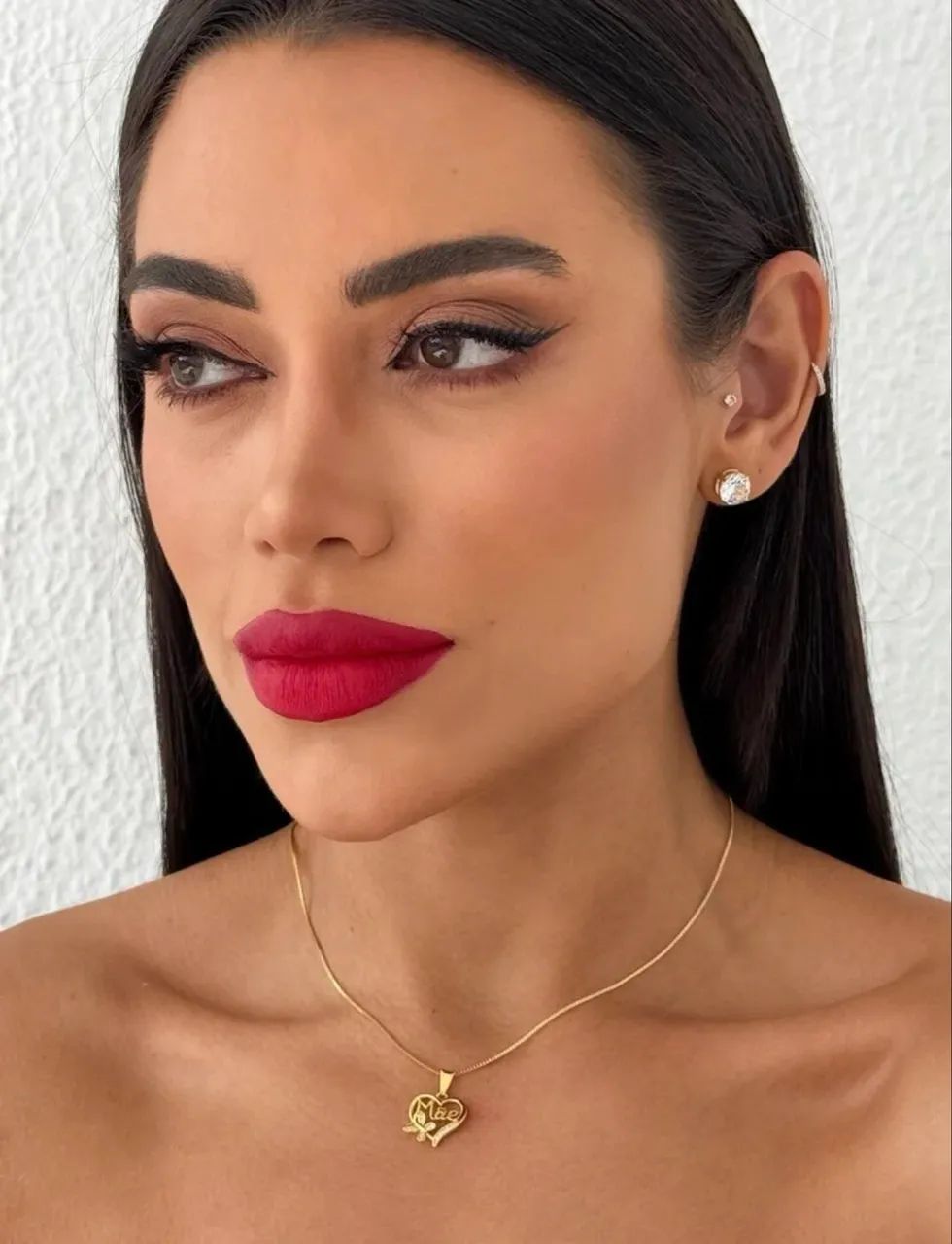 Colar Folheado a Ouro 18k Pingente Coração Mãe - Foto 3
