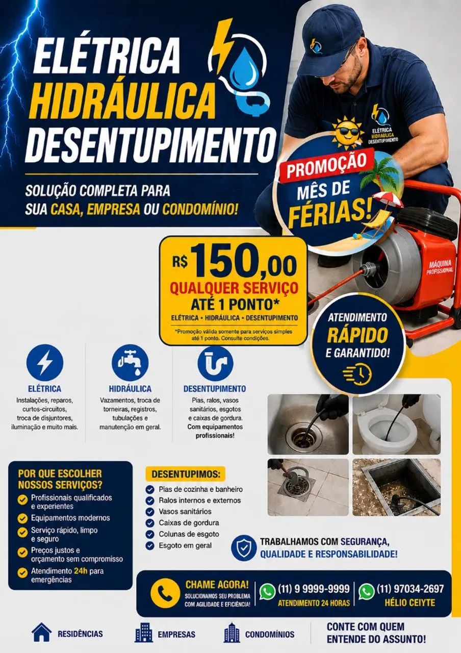 Eletricista encanador desentupimento 