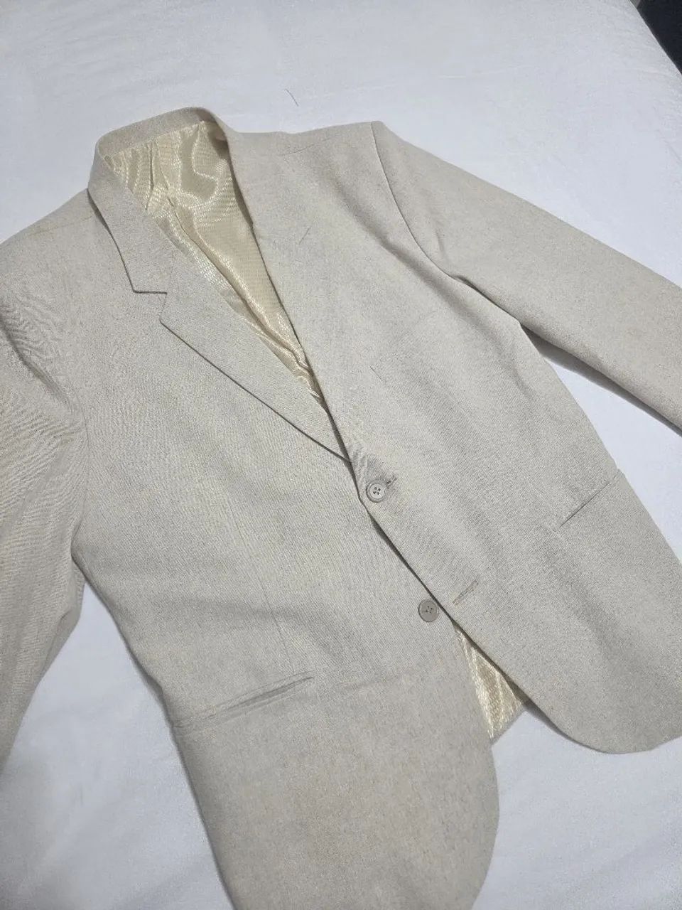Terno Linho Masculino Off White - Foto 5