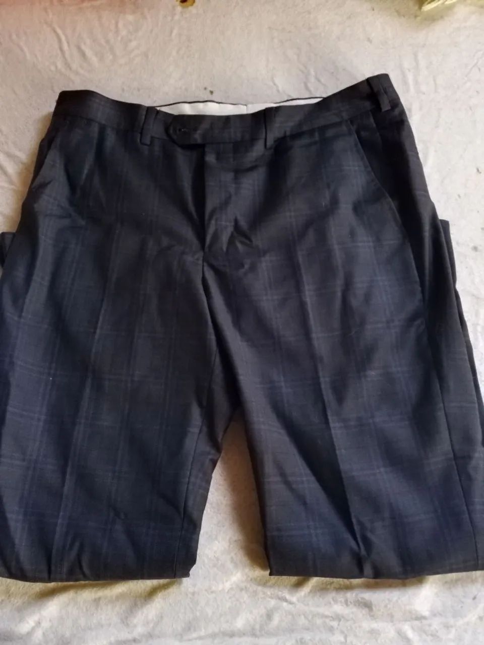 Blazer e calça social azul marinho com listra branca - Foto 3