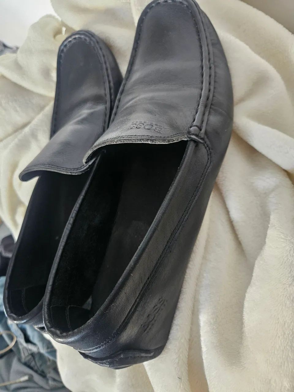 mocassins BOSS Noel de couro preto  - Foto 3