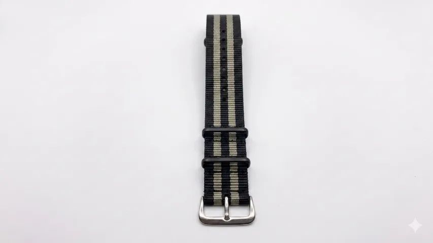 Pulseira para Relogio Nato Otan Preta com Listas Cinza 22mm - Foto 4