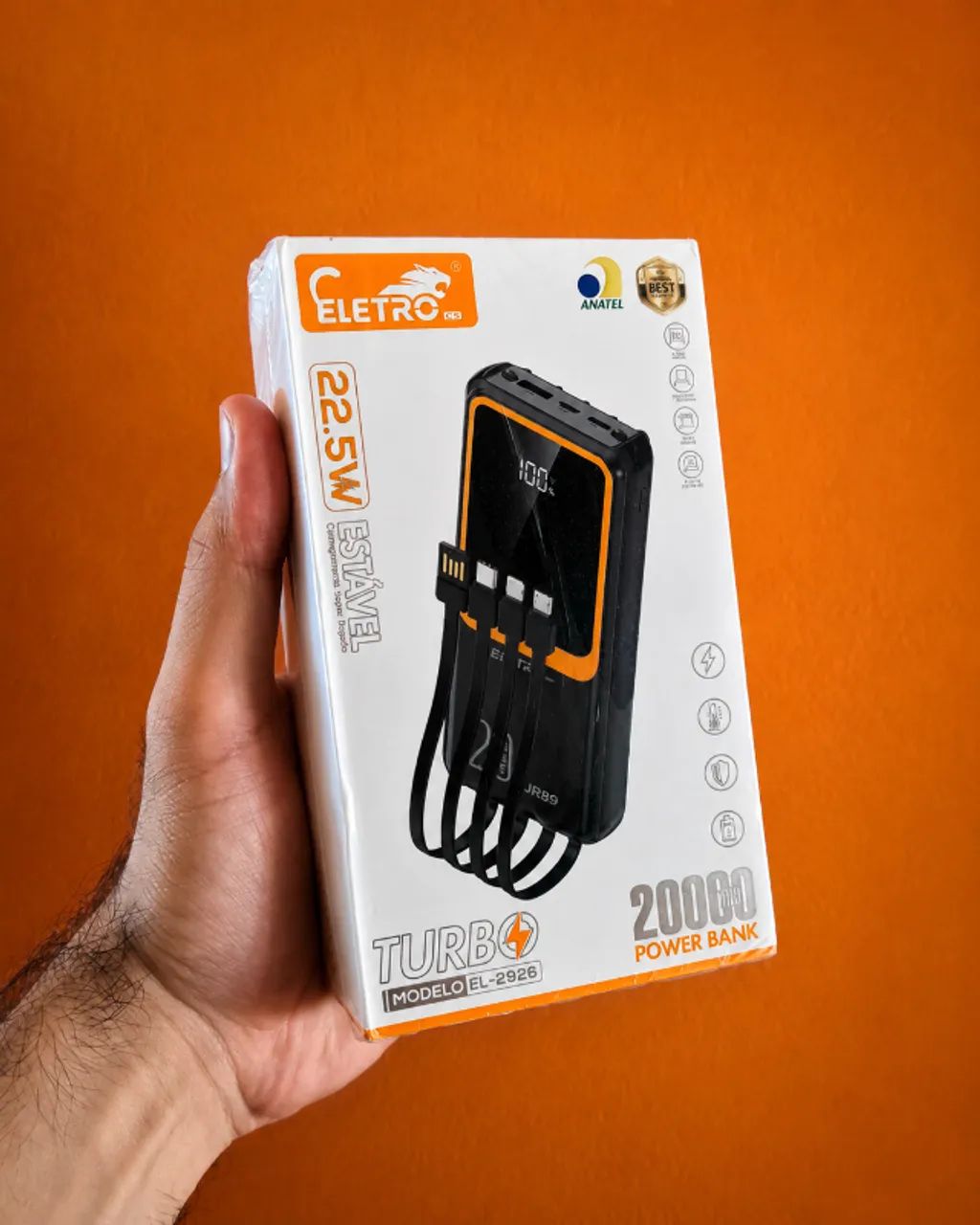 Power Bank 20000mAh 22,5W Turbo com Cabos Integrados e Display - Foto 2