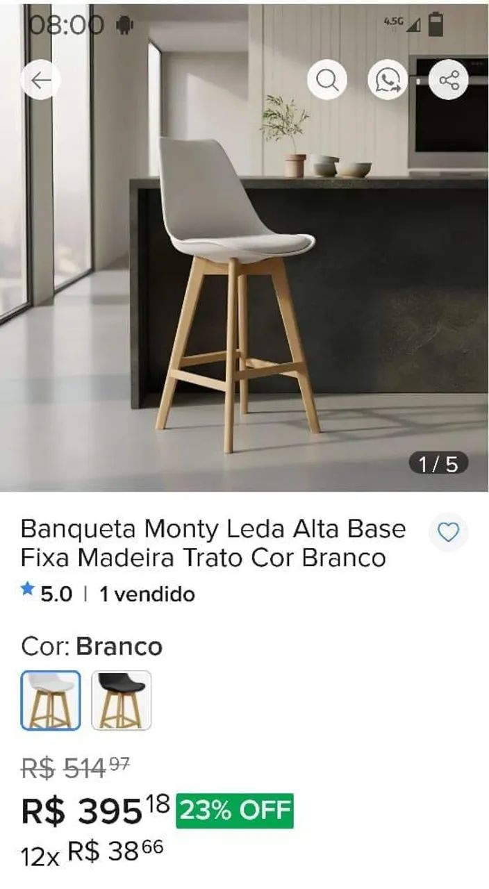 Banqueta Alta Base Fixa (R$180,00 Cada ) - Foto 2