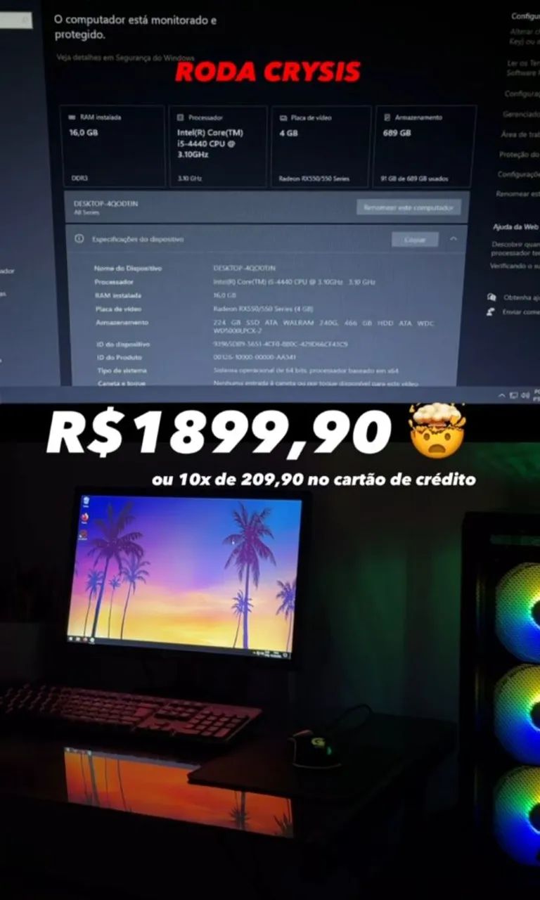 Pc Gamer + Periféricos LEIA A DESCRIÇÃO - Foto 3