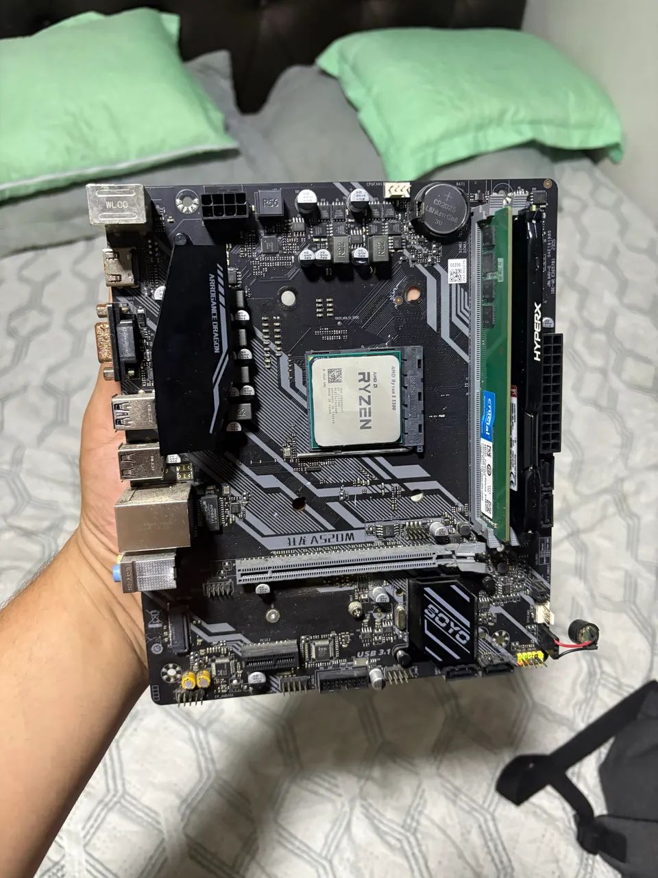 Kit placa mãe soyo a520m rz5500 e 16ram  - Foto 4
