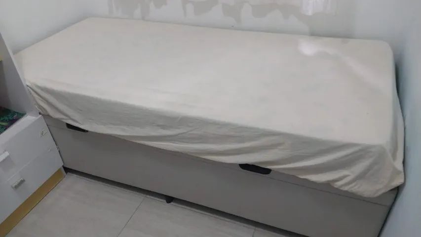 Cama baú de solteiro com colchão