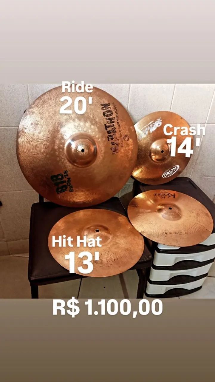 Kit de pratos Bateria  - Foto 4