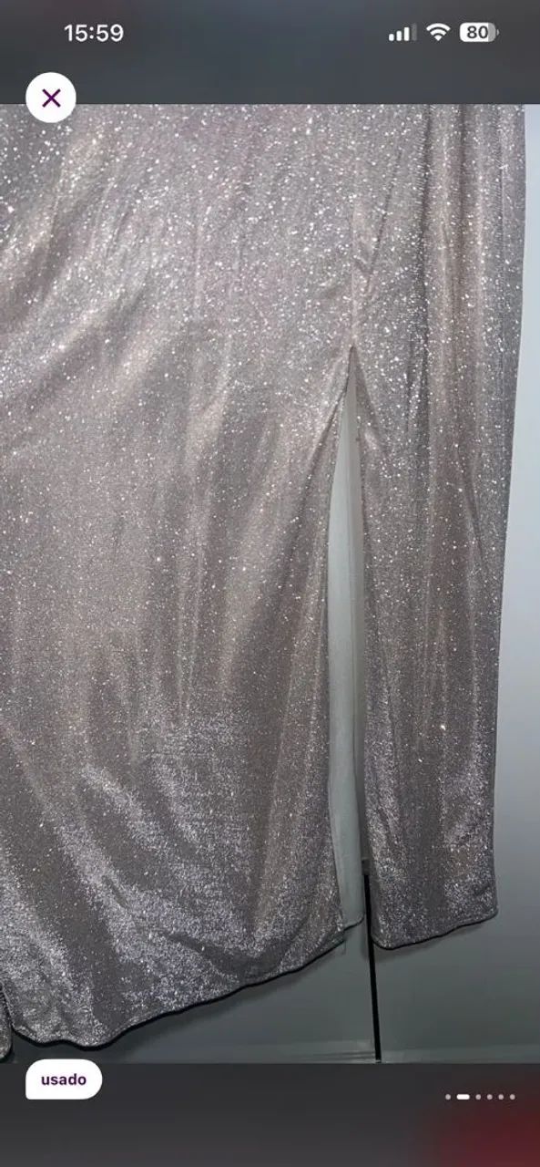 Vestido de festa - Rosé com glitter prata - Foto 3