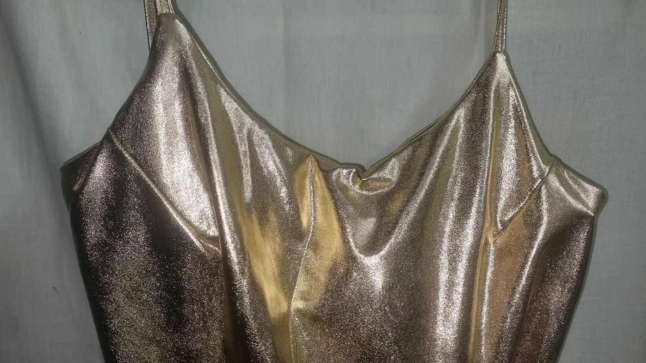Body dourado plus size  com elastano - Foto 3