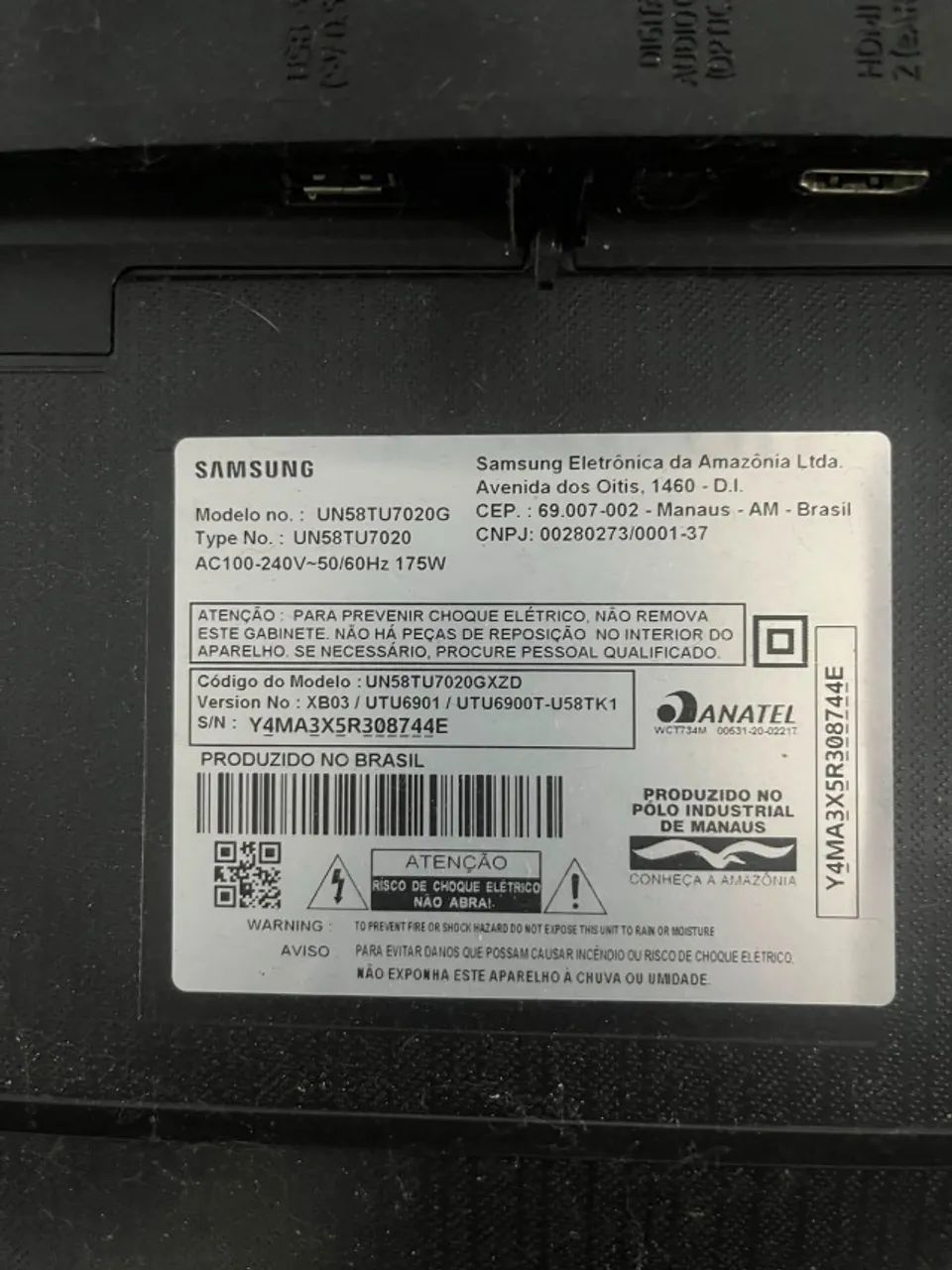 TV Samsung 55? quebrada - para peças ou sucata
