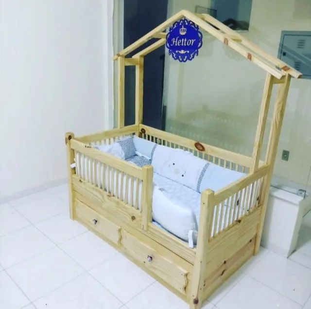 Berço Montessori rústico madeira 
