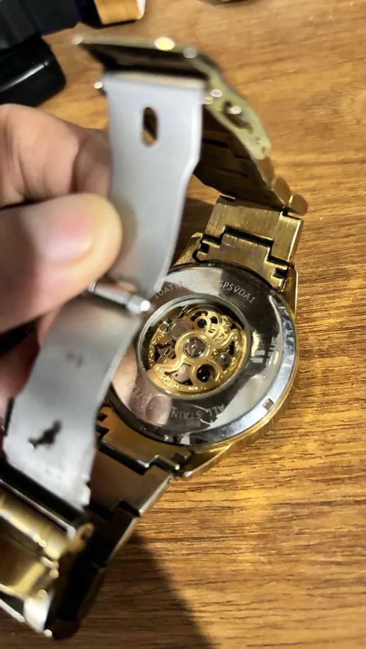 VENDO RELÓGIO SECULUS AUTOMÁTICO DOURADO - Foto 3